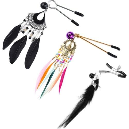 Sexy Tease Nipple Clip Metal Feather SM Nipple Stimulation Punishment Training Adult Products Men And Women Flirt