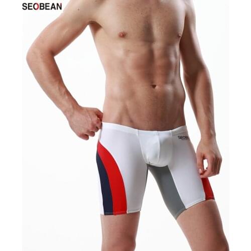 SEOBEAN Japan and Korean Mens Swimming Suits Fashion Patchwork Beach Breathable and Quick-drying Swimming Trunks