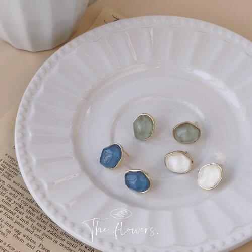 S925 Silver Needle Plated 14K Gold Individualized Irregular Geometric Earrings Asymmetrical K-pop Accessories Small Girl Earring