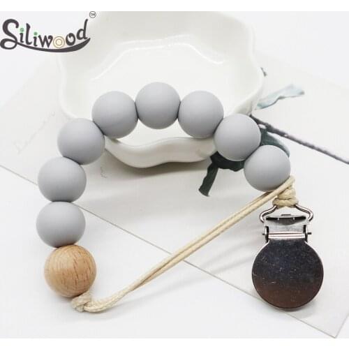 Baby Pacifier Clips Silicone Nipple Dummy Holder Solid Color DIY Pacifier Chain BPA Free Baby Teething Toys Gift Accessories