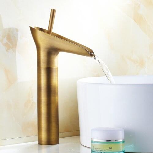 Basin Faucet Open Spout Water Mixer Taps Bathroom Vessel Sink Faucet In Antique Brass Faucet with accessories