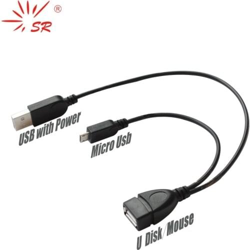 SR Micro USB to USB with Male USB Power Supply Hub Splitter 2.0 Adapter PC Laptop Mouse Keyboard