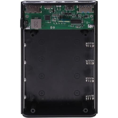 QC3.0 Dual USB Type-C PD 4x 18650 Battery DIY Power Bank Box Case LED Light Fast Charger for Cell Phone Tablet QXNF