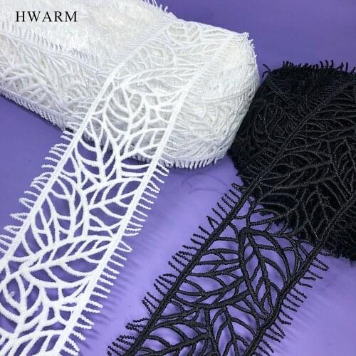 High Quality 15yard 6cm Leaf Eyelashes Craft Latest African Laces Fabric 2021 Sewing Trim Milk Silk Wedding Dress Accessories