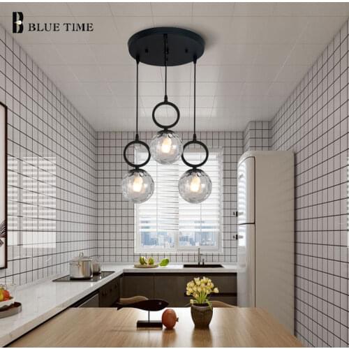 Gold Black LED Pendant Light For Living Room Dining Room Kitchen Home Indoor Hanging Fixtures Glass Bedside Lights Pendant Lamps