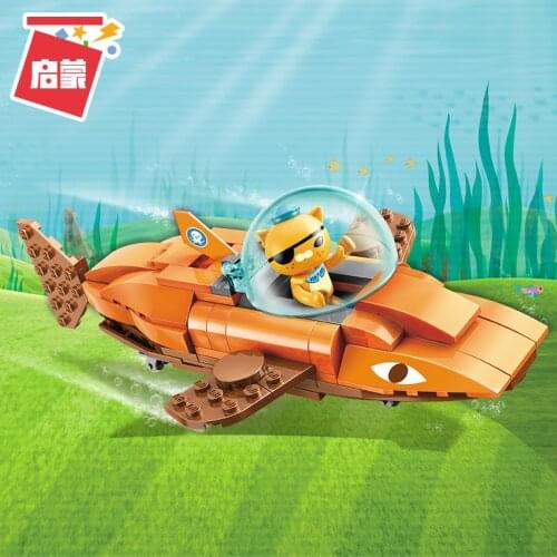 Enlighten Building Block Octonauts GUP-B Tiger Shark Vehicle & kwazii 113pcs Educational Bricks Toy For Boy Gift - No Retail box