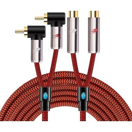 2x RCA Male to Dual RCA Female Audio Cable for Subwoofer Amplifier Speaker TV Receiver Home Theater Extension Shielded Cords