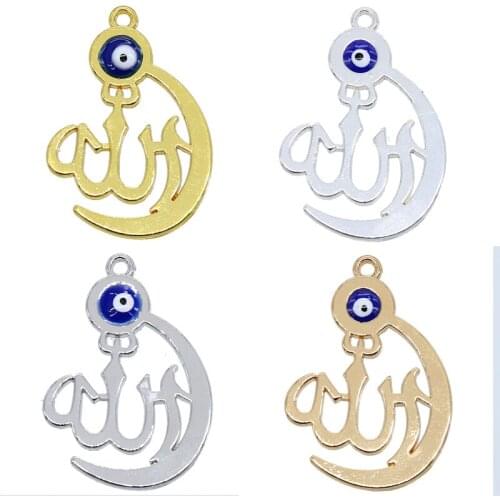 3pcs New Gold-Color Allah Necklace Women/ Men Jewelry Religion Muslim Islam Moon Necklaces &Lucky eye DIY Pendants