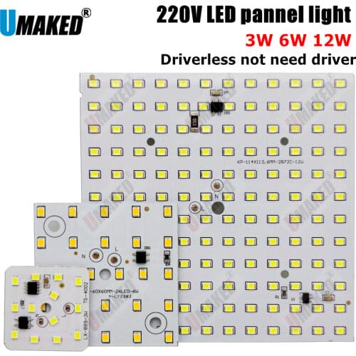 5pcs AC 220V 3W 6W 12W 2835 SMD Lamp Plate Needn't Driver Connect Light Source White/ Warm White lamp panel