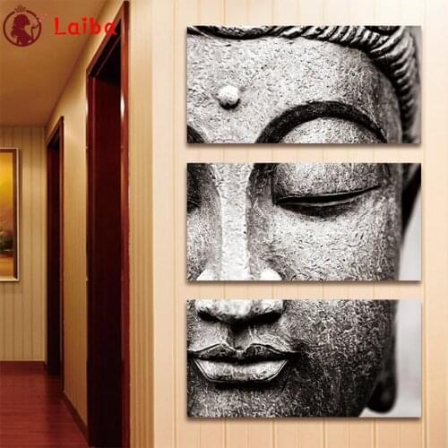 Diamond Mosaic Black and white art, religious Buddha statues Diamond Painting Cross Stitch Embroidery Needlework Wall Art3pcs