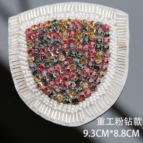 Dimond beaded sequined applique patch for clothes pocket embroidered sew on patch parches para la ropa