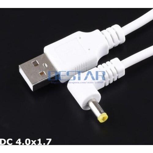 White DC Power cable Plug USB To DC 4.0*1.7 4.0*1.7mm 4.0mm x 1.7mm 4.0x1.7mm Jack Right Angle Elbow L shape charging Cable 3FT
