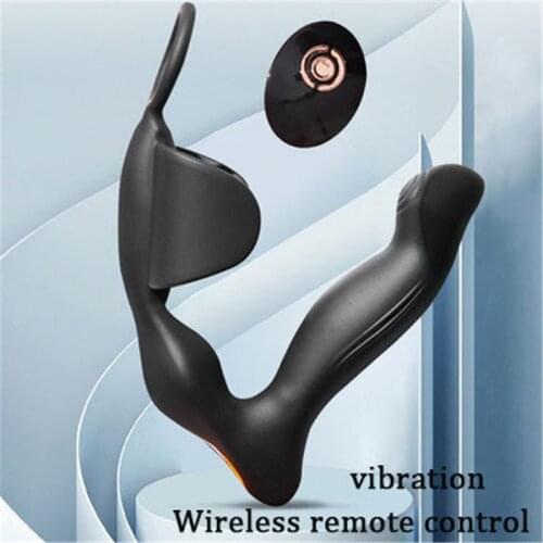 Latest wireless remote control male prostate massage with lock ring testicular vibrator hip plug anal plug gay sex toy