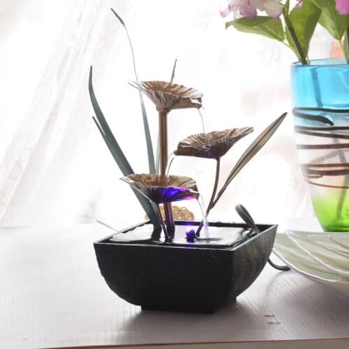 Decorative Indoor Water Fountains Resin Crafts Gifts Feng Shui Wheel Desktop Water Fountain Home Office Teahouse Decoration E