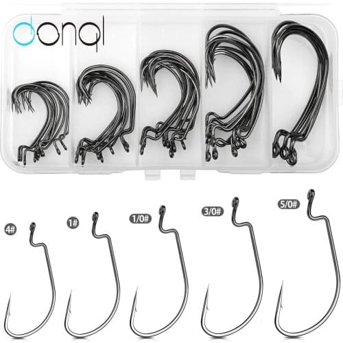 DONQL 45PCS/Box Fishing hooks Mixed Size Carp Fishing Fishing Soft Worm Hooks Box Fishing Hook Tackle Fly Fishing Accessories