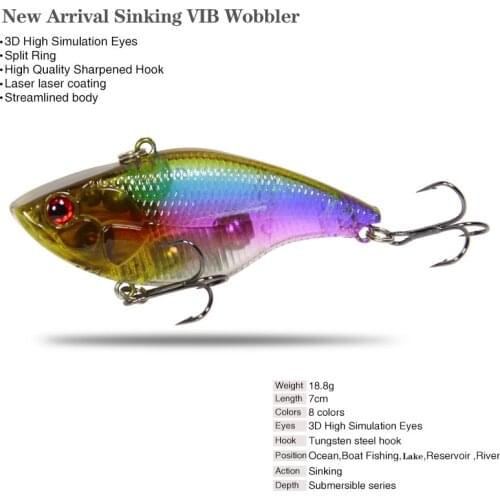7cm/18.8g Jerkbait Slow Sinking Wobblers VIB For Pike Crankbaits Fishing Lure Rattling VIB For Winter Fishing Tackle Minnow Lure