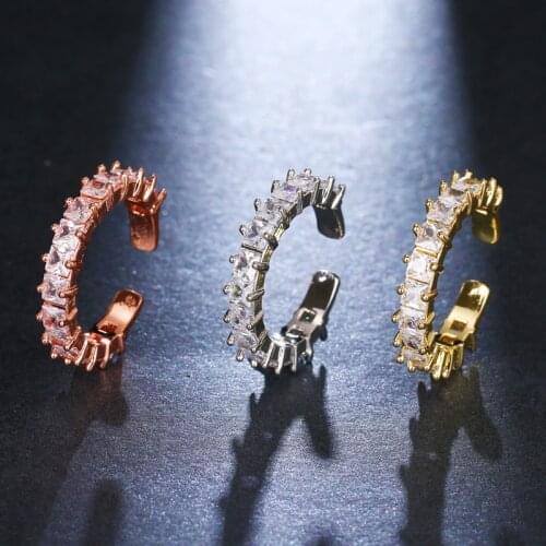 Ekopdee Trendy Luxury Cubic Zirconia Rings For Women Rose Gold Zircon Open Adjustable Ring Exquisite Female Jewelry Couple Gift