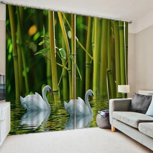 Photo green bamboo curtains 3D Window Curtain For Living Room office Bedroom nature scenery curtains