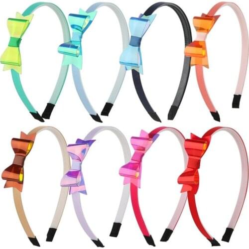 12 Pcs Cute Sweet Color PVC Bow Bowknot Headband Headgear Casual Decoration Hair Accessories Party Holiday Children Adult Girls