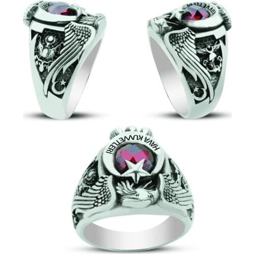 925 sterling Silver Air Force Eagle Head Clawed Ring