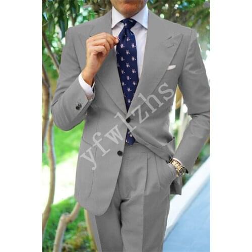 Handsome Two Buttons Groomsmen Peak Lapel Groom Tuxedos Wedding Dress Men Suits Blazer Prom Dinner (Jacket+Pants+Tie) K556