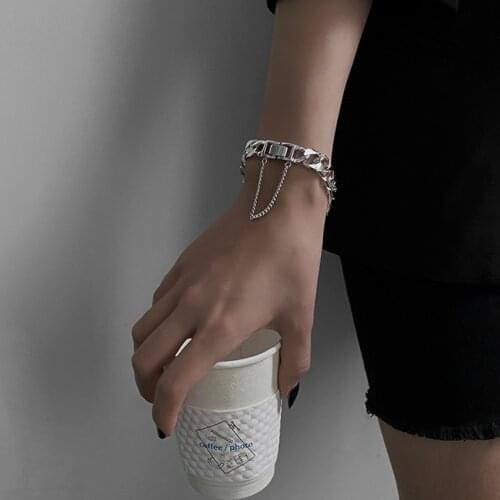 Metal Punk Neutral Women Bracelets On Hand Chain Couple Bangles Jewelry Man Aesthetic Fashion Female Popular Now New 2021