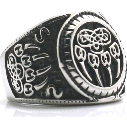 Mens 316L Stainless Steel Cool Viking Bears Paw Newest Ring