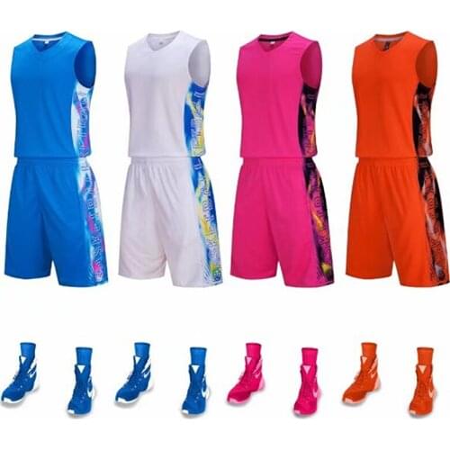 Men Basketball Jerseys Suit Boys College Men‘s Basketball Uniforms Sport Kit Shirts Shorts Set Clothes Breathable