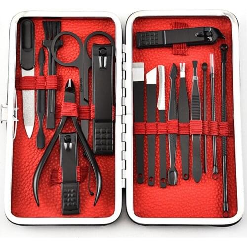17Pcs Nail Clippers Set Nail File Dead Skin Pliers Tweezers Nail Cutting Pedicure Knife Trimmer Manicure Grooming Kits Tools