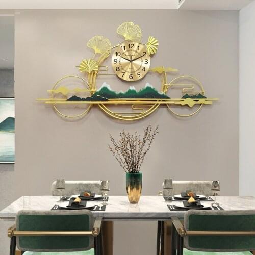 Chinese style wall clock living room home new Chinese background wall decoration wall watch wall art atmosphere Zen quartz clock