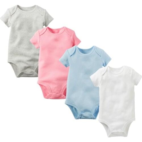 New Baby Girls Boys solid bodysuit short Sleeves 100% Cotton Solid Candy Underwear, Infant Jumpsuit newborn to 24M kid clothes