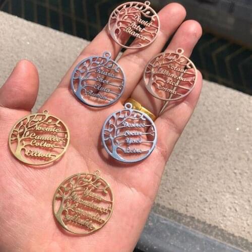 Tree of Life Necklaces Custom Family Name Personalized Necklace 316L Stainless Steel Pendant Necklace Gift For Women Men