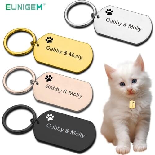Personalized Dog ID Tag Keychain Pet Name Owner Name Engraved Pet Name for Cat Puppy Dog Collar Tag Pendant Keyring Dog