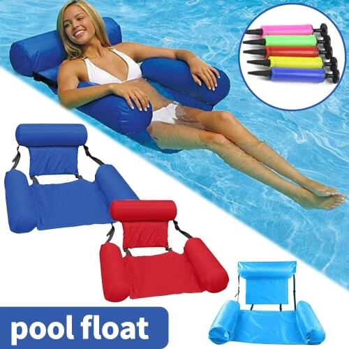 Foldable Inflatable Floating Chair Row Swimming Pool Water Hammock Air Mattresses Bed Beach PVC Summer Water Sports Lounger