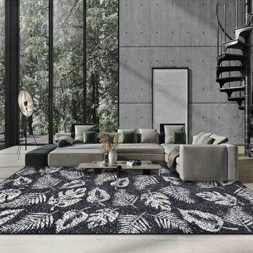 Modern Nordic Minimalist Abstract Black and White Leaves Living Room Bedroom Bedside Carpet Floor Mats