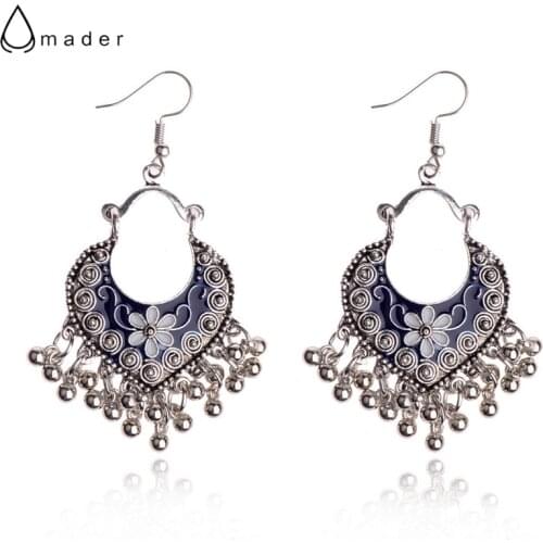 Amader Ethnic Chinese Style Flowers Shape Blue Ladies Earrings Fashion Jewelry Summer Earrings For Women Boucles D'oreilles