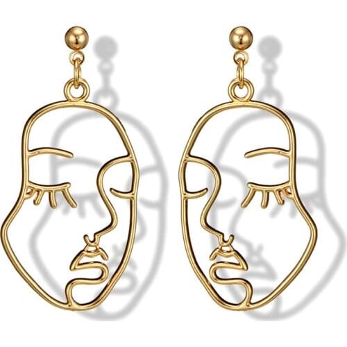 Face dangle earrings fashion jewelry for women korean statement gold earings summer long drop designer fall earring for womens