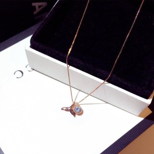 Elegant Ocean Style Fish Tail Charm Ladies Necklace Simple Temperament Mermaid Tail Silver Clavicle Chain Birthday Gift