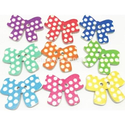 1000pcs 30X25mm Dots Bow Wood Buttons Sewing Accessories Button Embellishments Cardmaking Scrapbooking