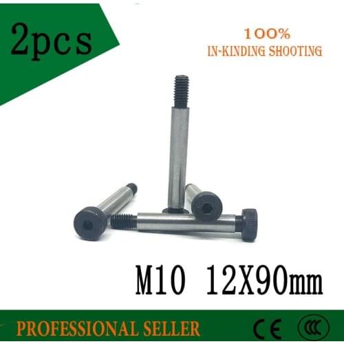 2 Pieces M10 Threaded 12 x 90mm 12.9 Grade Alloy Steel Hexagon Socket Head Shoulder Screw Bolt