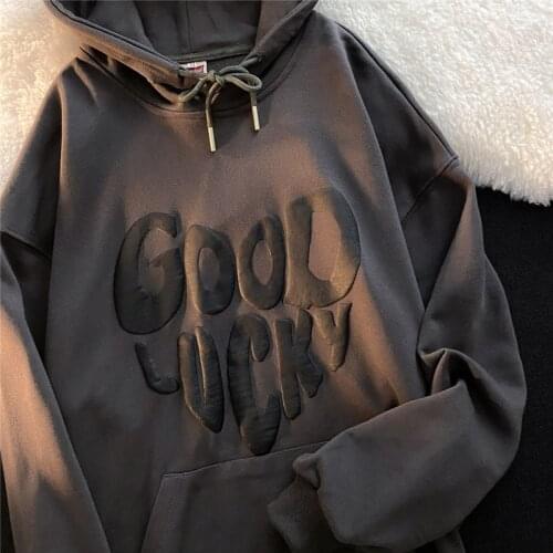 2021 New Letter Printing Loose Hoodies Women Pullover Casual Fashion White Unisex Sweatshirts Female Hoodie Autumn and Winter