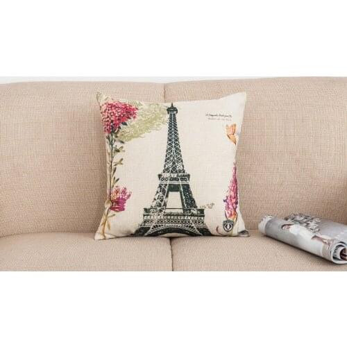 45X45Cm Pillow Cover Sofa Embrace Pillow Case Paris Eiffel Tower Cushion Cover Cotton Linen Decorative