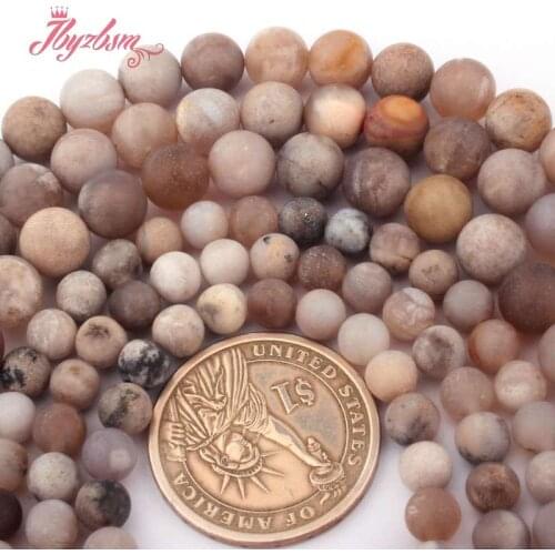 6,8mm Round Frost Raw Fossils Ocean Agates Natural Stone Loose Beads For Necklace Bracelets Jewelry Making DIY 15"Free Shipping
