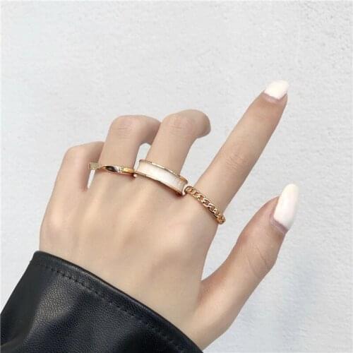 Adolph Resizable Hollow Rings Set for Women Punk Metal Geometric Round Finger Ring Fashion Jewelry Female Wedding Bands Party