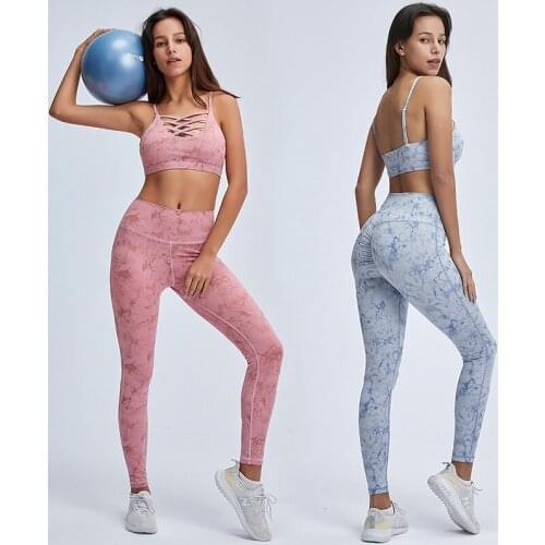 Seamless Sport Suit Tie Dye Running Yoga Set Women Clothing Activewear Set High Elastic Leggings Fitness Outfit Exercise Clothes