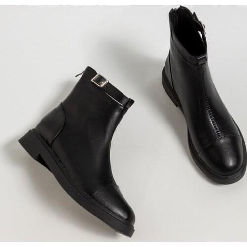 Falajoy White Boots Genuine Leather Buckle Strap Abkle Booties Zip Black 2021 Fashion Women Riding Winter Shoes Plus Size 41 42