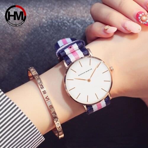 Japan Quartz Watch 2019 Movement Fashion Girl Student Casual Young Ladies Watches Nylon Strap Wristwatches Waterproof For Women
