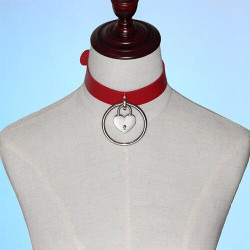 Design sense personality temperament punk rock men and women cowhide alloy love lock, rivet, clavicle collar necklace