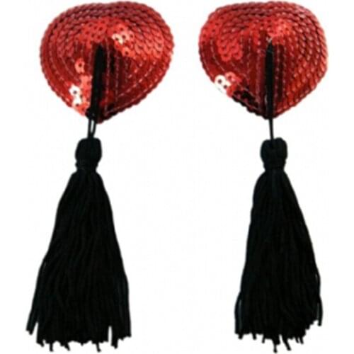 Comeondear 1 Pair Sexy Pasties Stickers Women Lingerie Sequin Tassel Breast Bra Nipple Cover Self Adhesive Heart Shape Bra