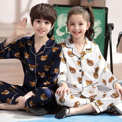 Kids Pajamas Toddler Baby Boys Long Sleeve Cartoon Bear Tops+Pants Pajamas Sleepwear Outfits Girls Boys Nightwear Dropshipping
